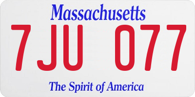 MA license plate 7JU077