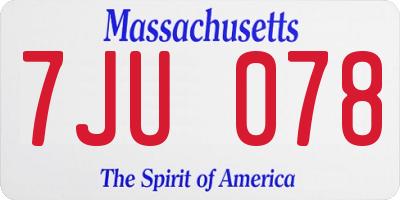MA license plate 7JU078
