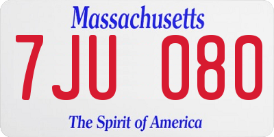 MA license plate 7JU080