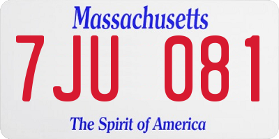MA license plate 7JU081
