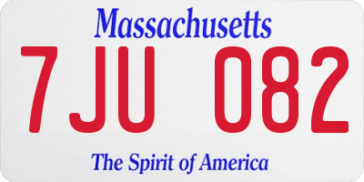MA license plate 7JU082