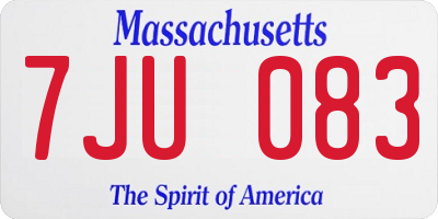 MA license plate 7JU083