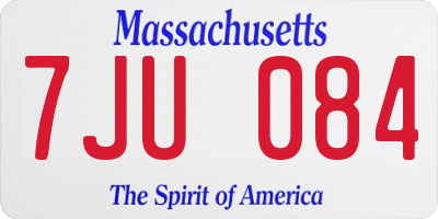 MA license plate 7JU084