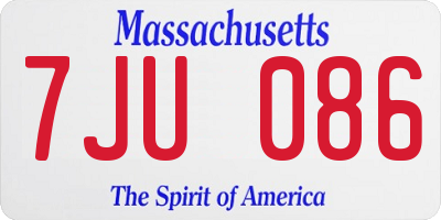 MA license plate 7JU086