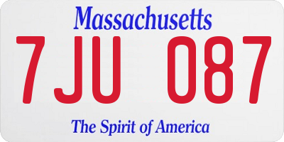 MA license plate 7JU087