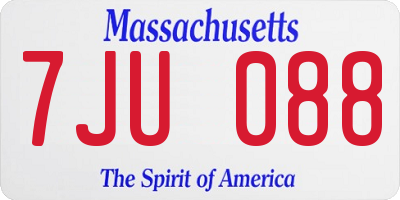 MA license plate 7JU088