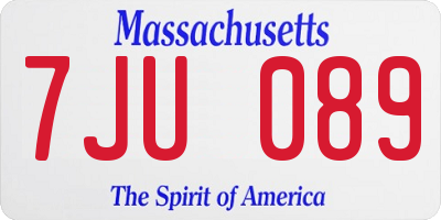 MA license plate 7JU089