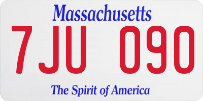 MA license plate 7JU090