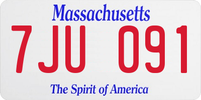MA license plate 7JU091
