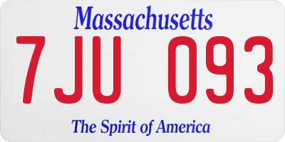 MA license plate 7JU093