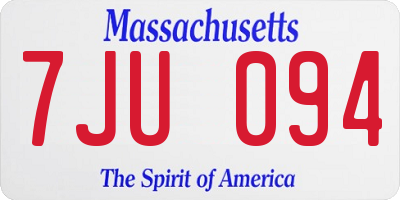 MA license plate 7JU094