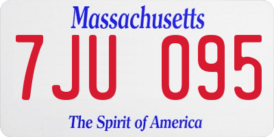 MA license plate 7JU095