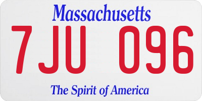 MA license plate 7JU096