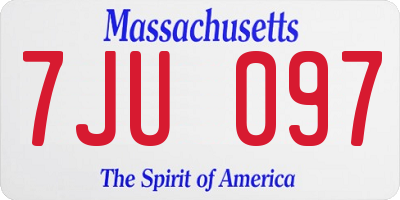 MA license plate 7JU097