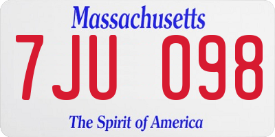 MA license plate 7JU098