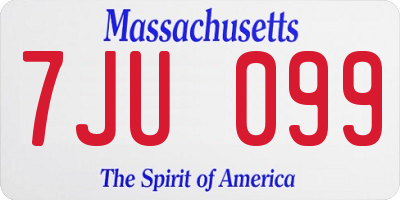 MA license plate 7JU099