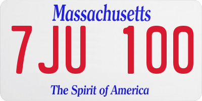 MA license plate 7JU100
