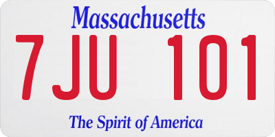 MA license plate 7JU101