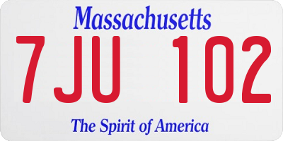 MA license plate 7JU102
