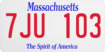 MA license plate 7JU103