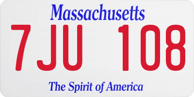 MA license plate 7JU108