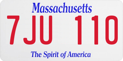 MA license plate 7JU110