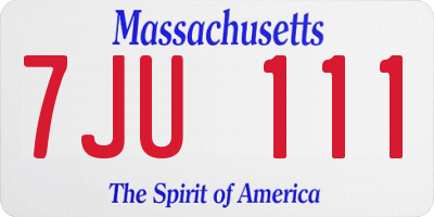 MA license plate 7JU111