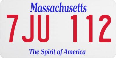 MA license plate 7JU112