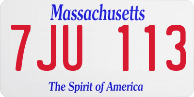 MA license plate 7JU113