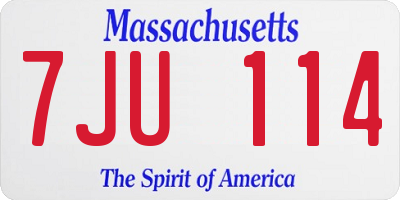 MA license plate 7JU114