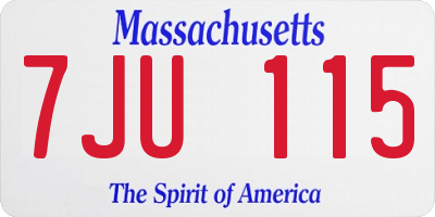 MA license plate 7JU115