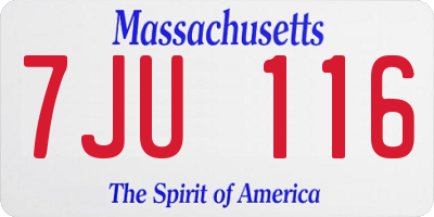 MA license plate 7JU116