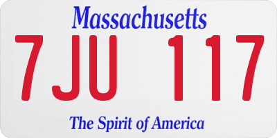 MA license plate 7JU117