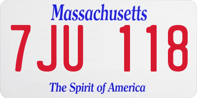 MA license plate 7JU118