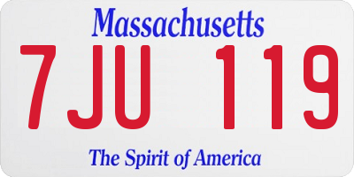MA license plate 7JU119