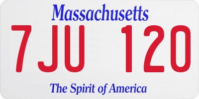 MA license plate 7JU120