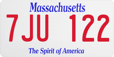 MA license plate 7JU122