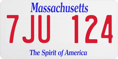MA license plate 7JU124
