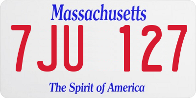 MA license plate 7JU127