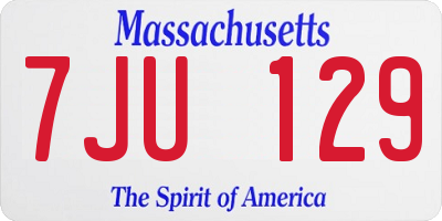 MA license plate 7JU129