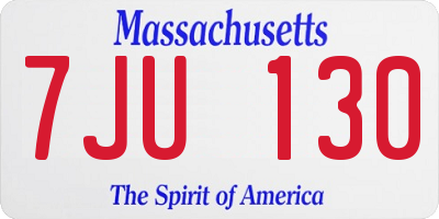 MA license plate 7JU130