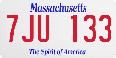 MA license plate 7JU133
