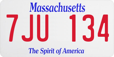 MA license plate 7JU134