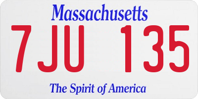 MA license plate 7JU135