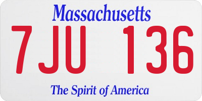 MA license plate 7JU136