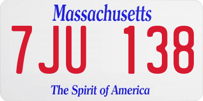 MA license plate 7JU138