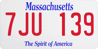 MA license plate 7JU139