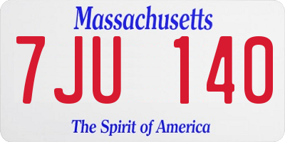 MA license plate 7JU140