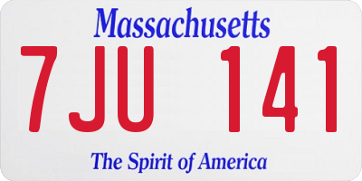 MA license plate 7JU141