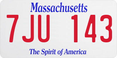 MA license plate 7JU143